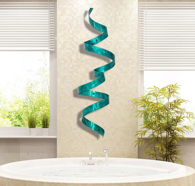 Teal Metal Wall Twist Sculpture - Abstract Modern Wall Art ...