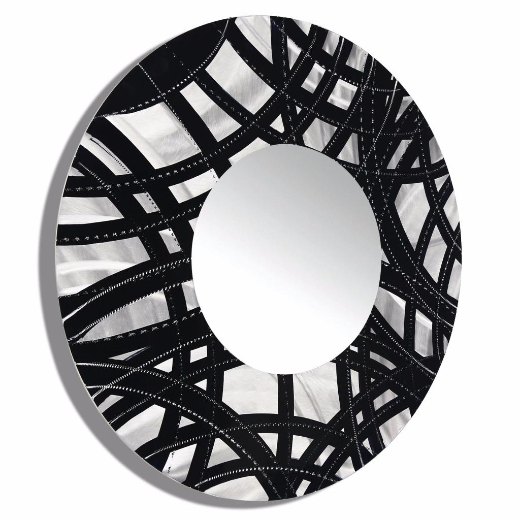 Silver/Black Contemporary Metal Wall Mirror Modern Art Accent Decor by