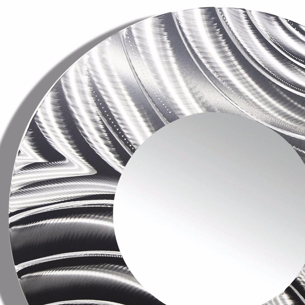 Large Round All Silver Metal Wall Mirror Modern Wall Art Decor by Jon