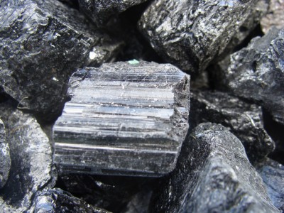 black crystals stones