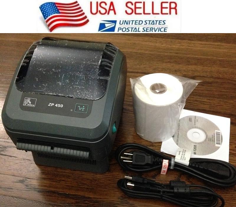 Zebra ZP450 Direct Thermal Shipping Label Printer Bundle + 250 Labels