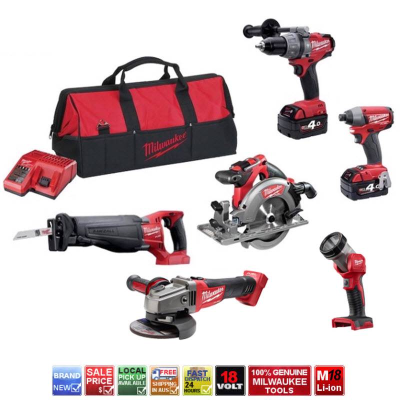 Milwaukee M18 18V Fuel Brushless Cordless 6 Tool Combo KIT 240V M18PPC 402B eBay