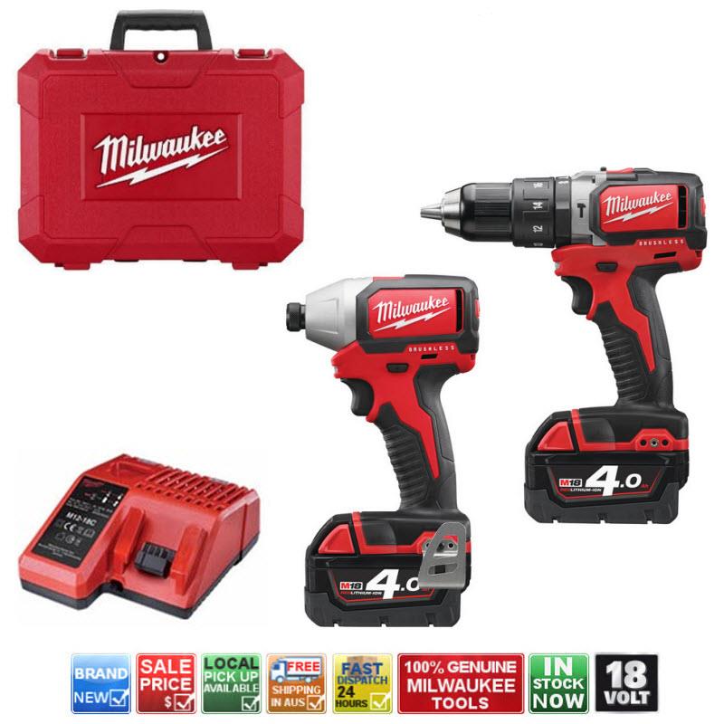 MILWAUKEE M18 18V BRUSHLESS DRILL & IMPACT DRIVER COMBO KIT M18BLPP2B