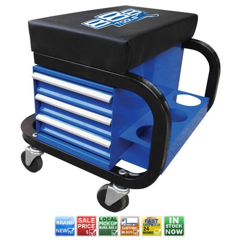 888 MECHANICS ROLLER CREEPER SEAT 3 DRAWER WITH CAN HOLDER