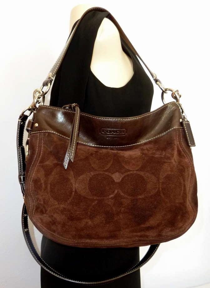 COACH ZOE SIGNATURE SUEDE HOBO SHOULDER BAG 15469 eBay