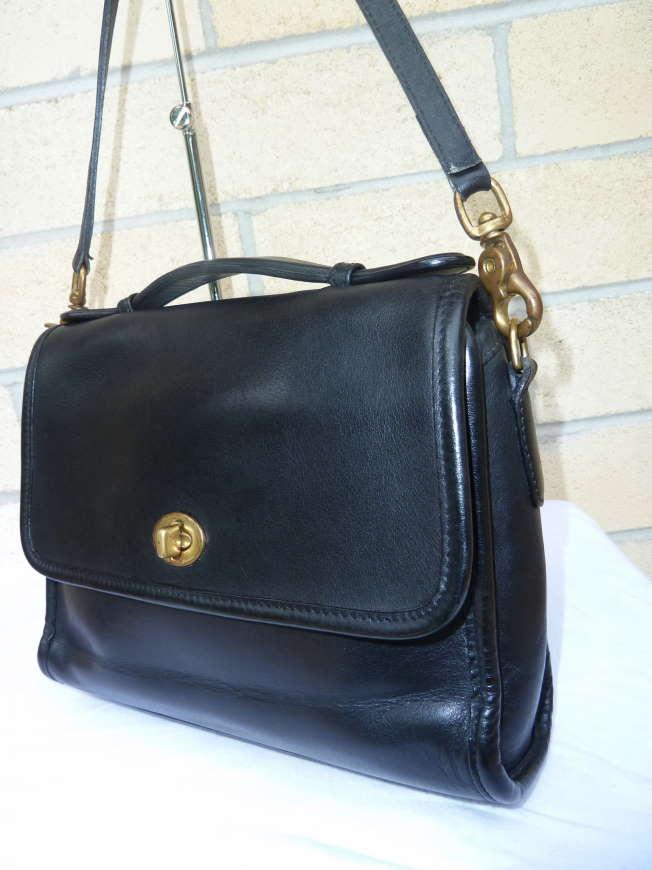 Authentic Vintage Coach Court Classic Black Leather Shoulder Bag 9870 eBay