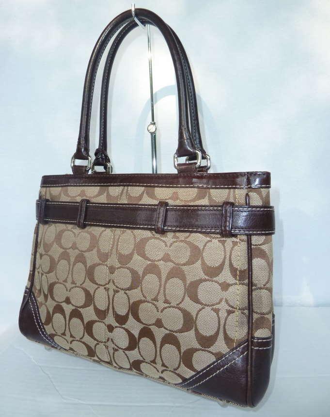 Authentic Coach Signature and Leather Small Tote Bag 8K14