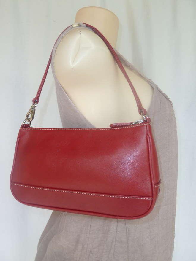 Authentic Coach Small Pouch Shoulder Bag Burgundy Leather 7785 eBay