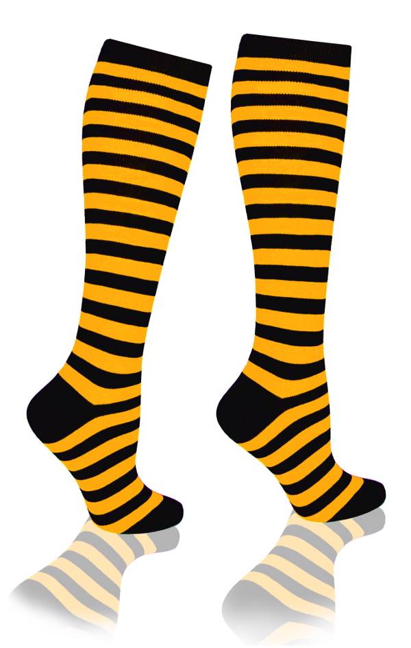 orange and black striped knee high socks