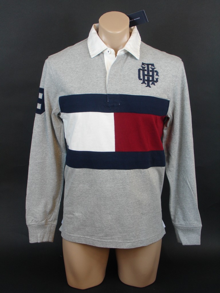 NEW NWT TOMMY HILFIGER MENS CLASSIC FIT LONG SLEEVE BIG LOGO POLO RUGBY