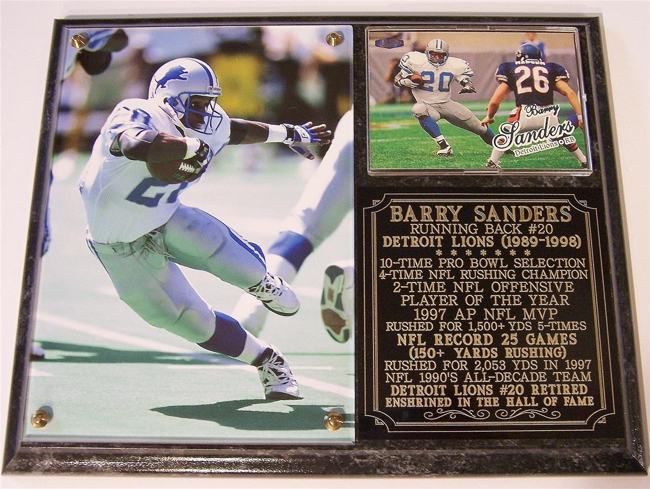 Barry Sanders 20 NFL Most Valuable Player Detroit Lions Photo Card