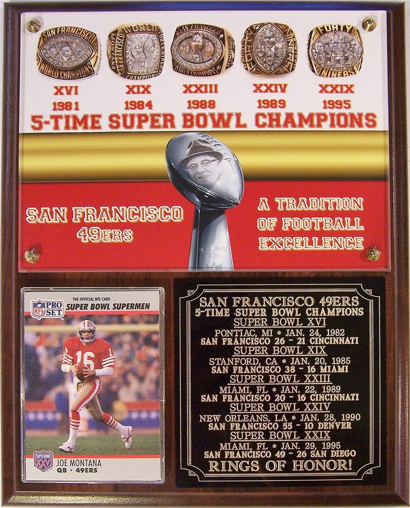 San Francisco 49ers 5Time Super Bowl Champions Rings of Honor Card
