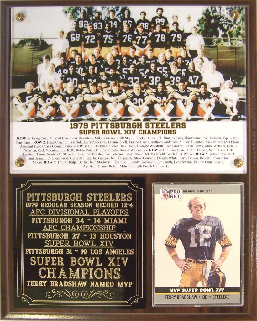 1979 Pittsburgh Steelers Super Bowl XIV Champions Photo Card Plaque T
