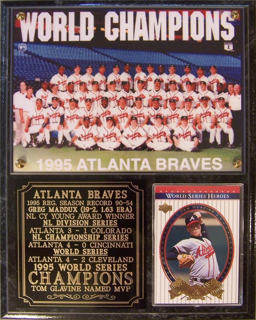 Atlanta Braves 1995 World Series Champions Photo Card Plaque Tom