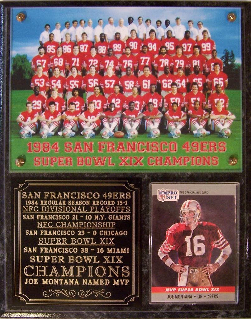 San Francisco 49ers 1984 Super Bowl XIX Champions Photo Card Plaque eBay