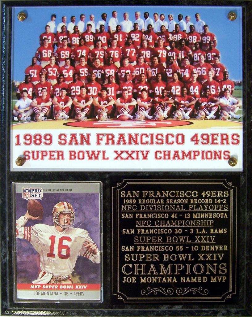 San Francisco 49ers 1989 Super Bowl XXIV Champions Photo Card Plaque eBay