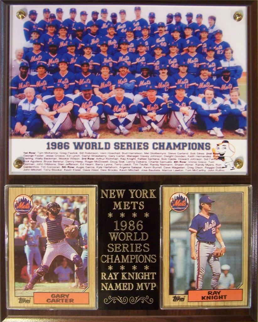 New York Mets 1986 World Series Champions Photo Card Plaque Gary Carter
