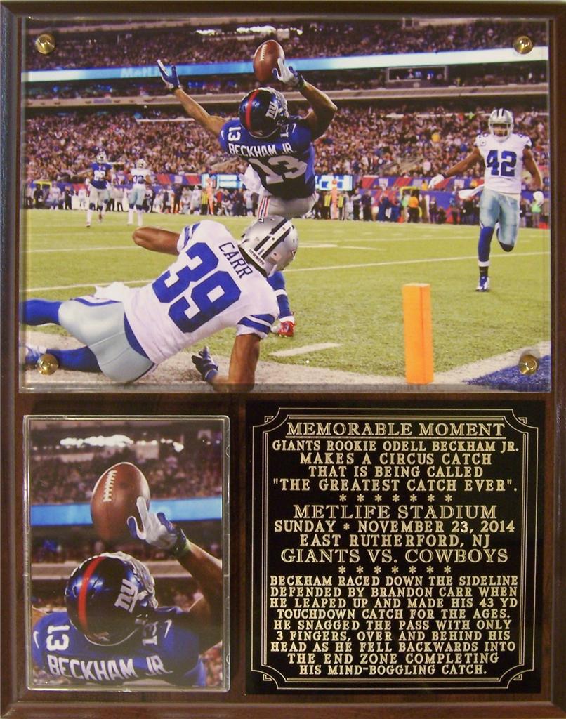 Odell Beckham Jr #13 Greatest Catch Ever New York Giants NFL Photo Plaque