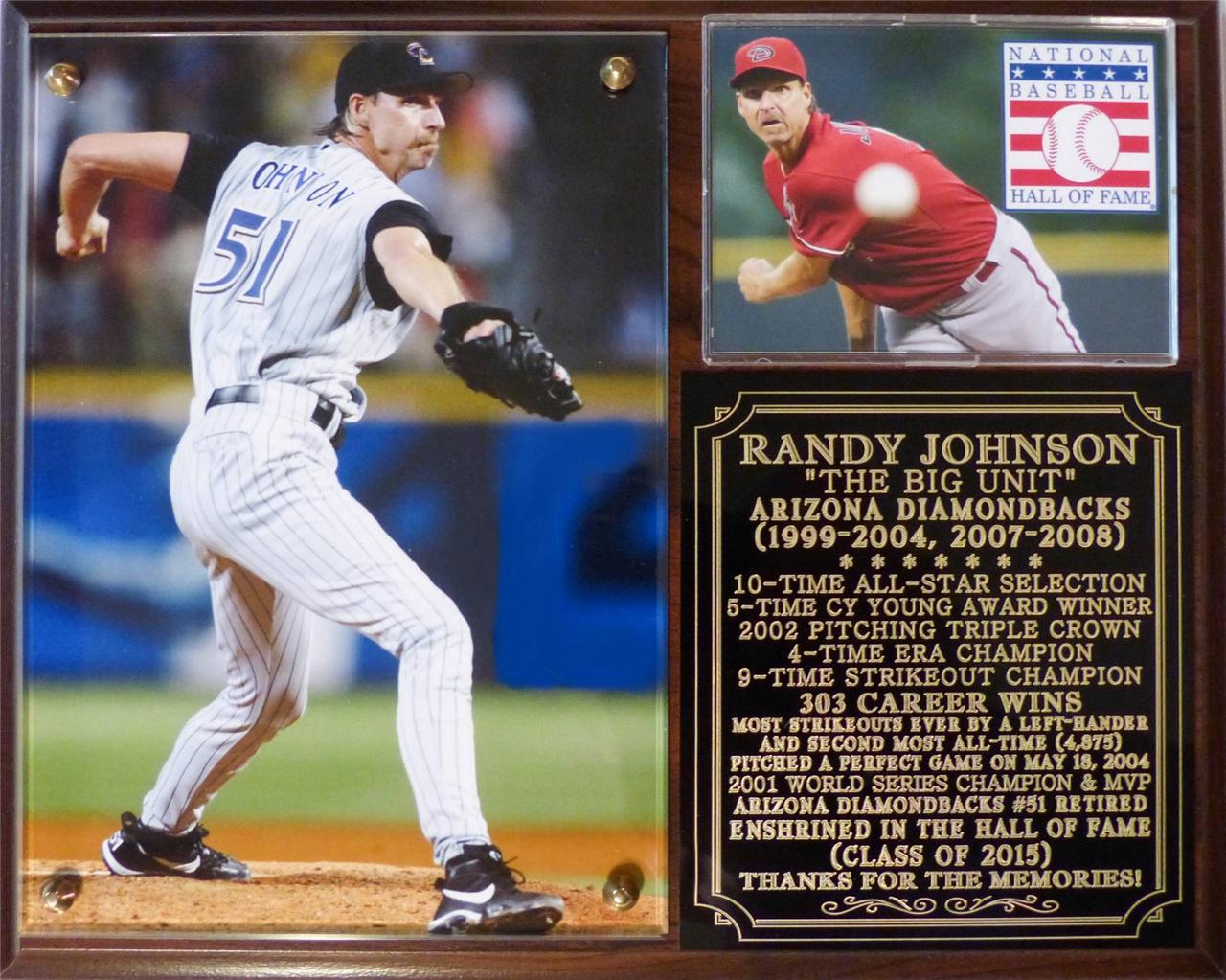 Randy Johnson 51 Hall of Fame Arizona Diamondbacks Photo Card Plaque