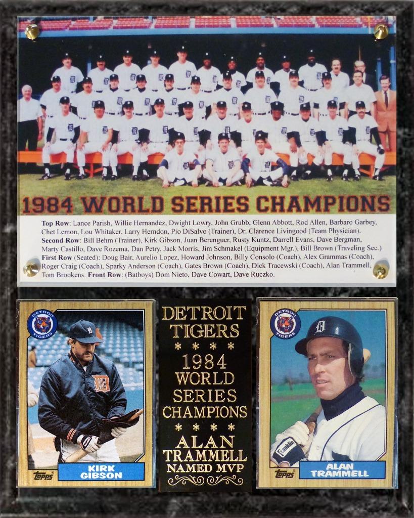 1984 World Series Champion Detroit Tigers Photo Card Plaque Gibson