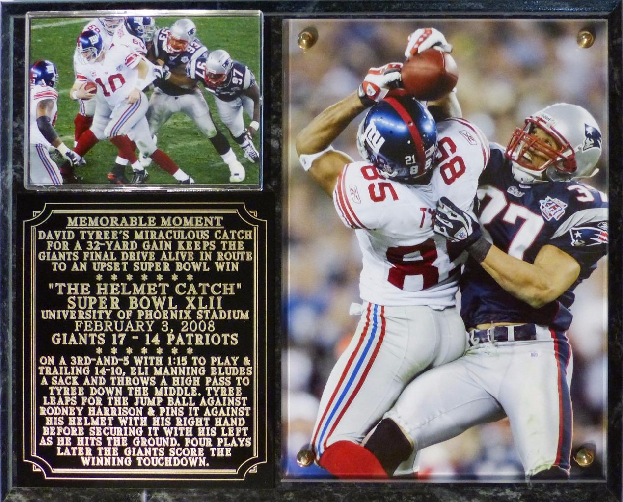 David Tyree Helmet Catch Super Bowl XLII Champions Photo Plaque New