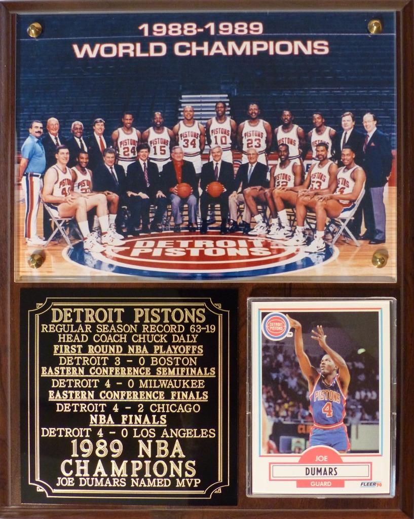 Detroit Pistons 1989 NBA Champions Photo Plaque Joe Dumars MVP eBay