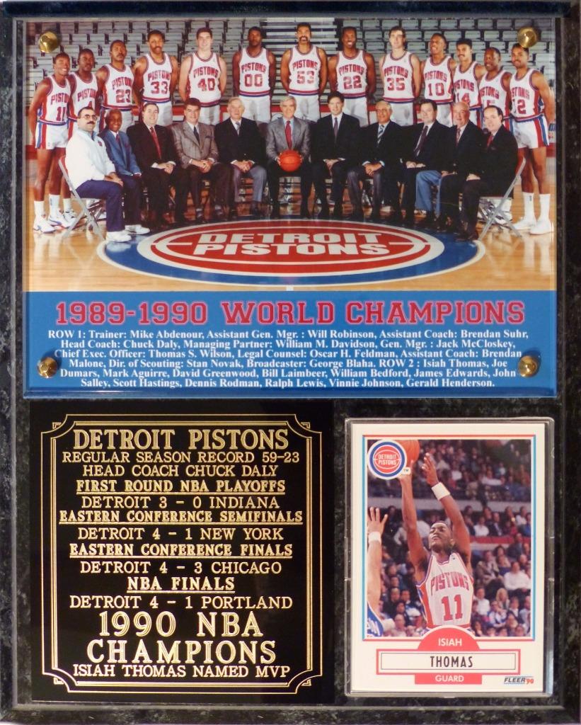 Detroit Pistons 1990 NBA Champions Photo Plaque Isiah Thomas MVP eBay