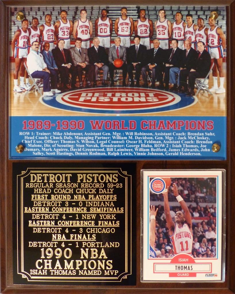 Detroit Pistons 1990 NBA Champions Photo Plaque Isiah Thomas MVP eBay