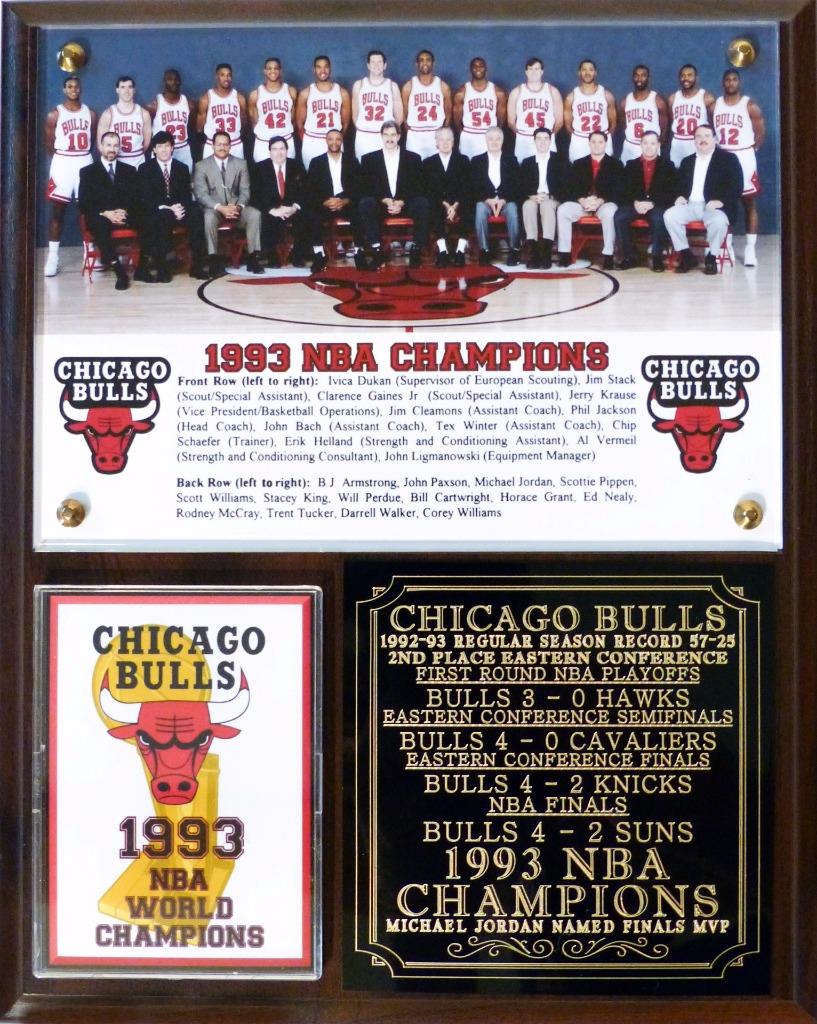Chicago Bulls 1993 NBA Champions Photo Plaque Michael Jordan Pippen eBay
