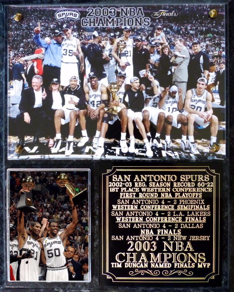 San Antonio Spurs 2003 NBA Champions Photo Plaque Tim Duncan David