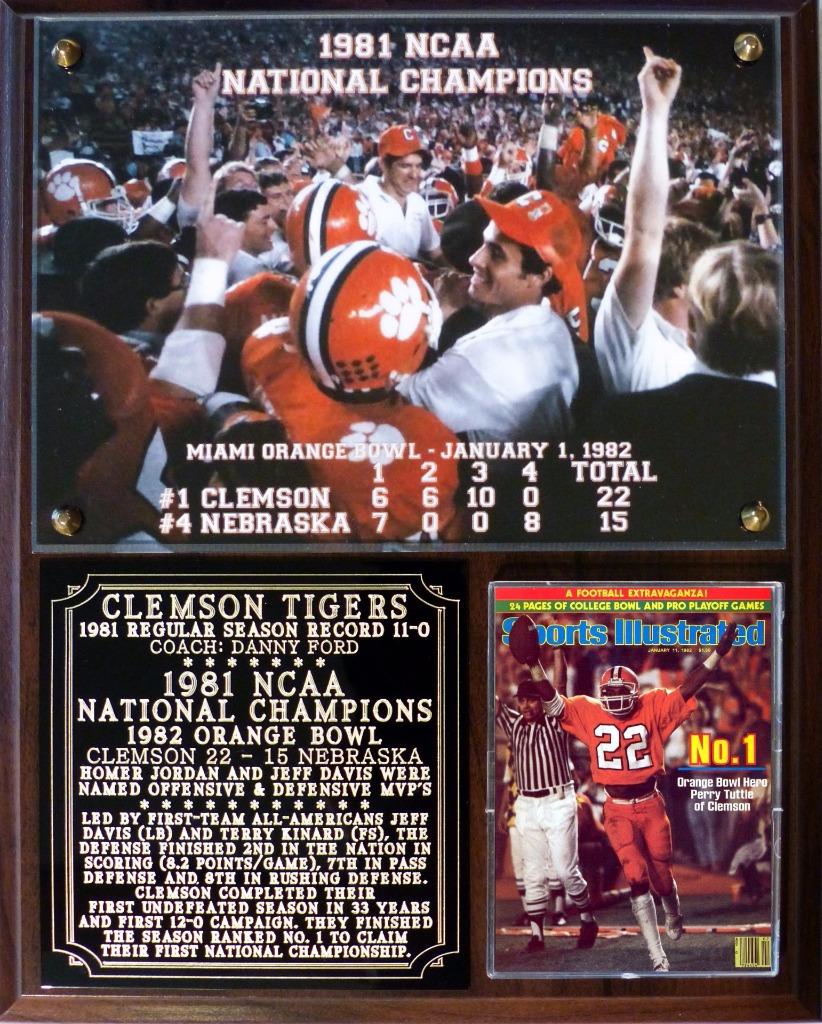 Clemson Tigers 1981 National Champions Photo Plaque Orange Bowl Ranked