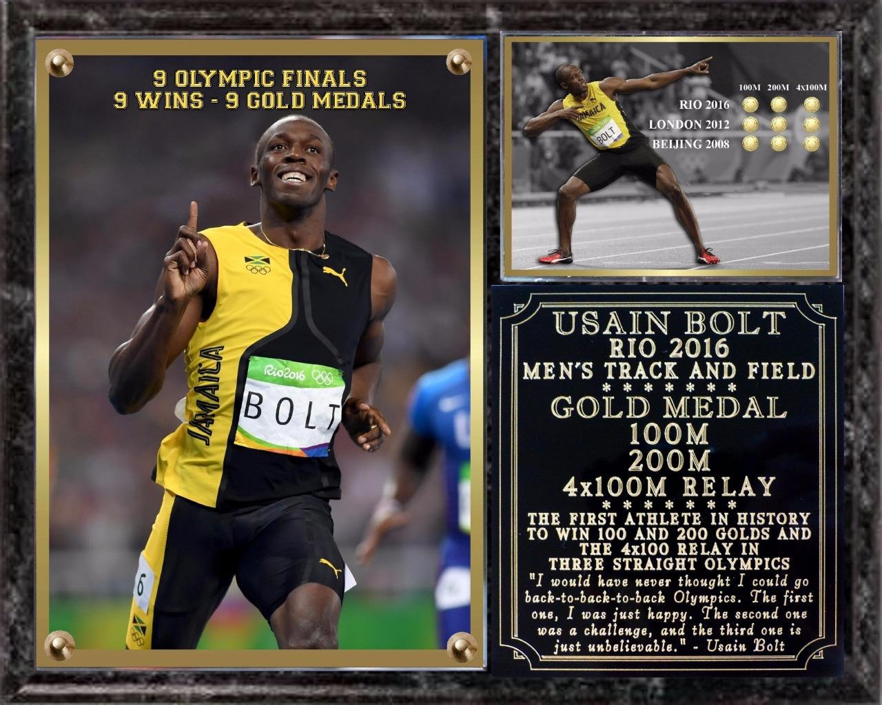 Usain Bolt Record 9 Gold Medals TripleTriple Photo Plaque Rio 2016 Olympics eBay