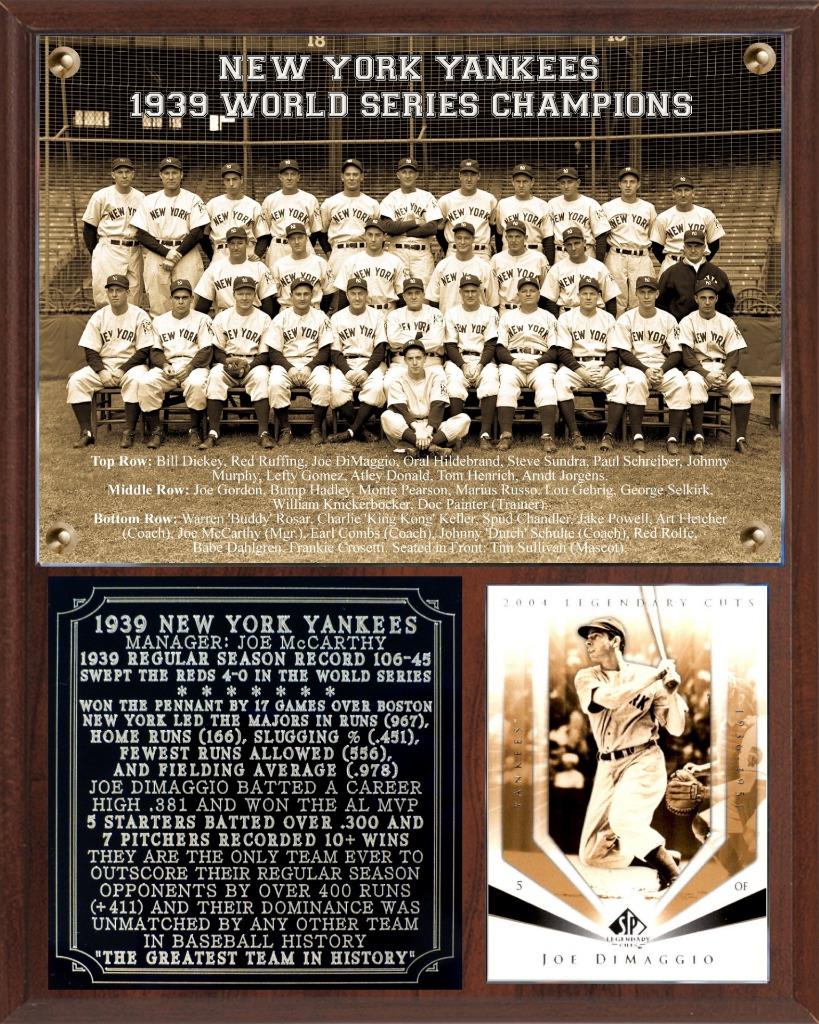1939 New York Yankees Greatest Team Ever Photo Card Plaque eBay