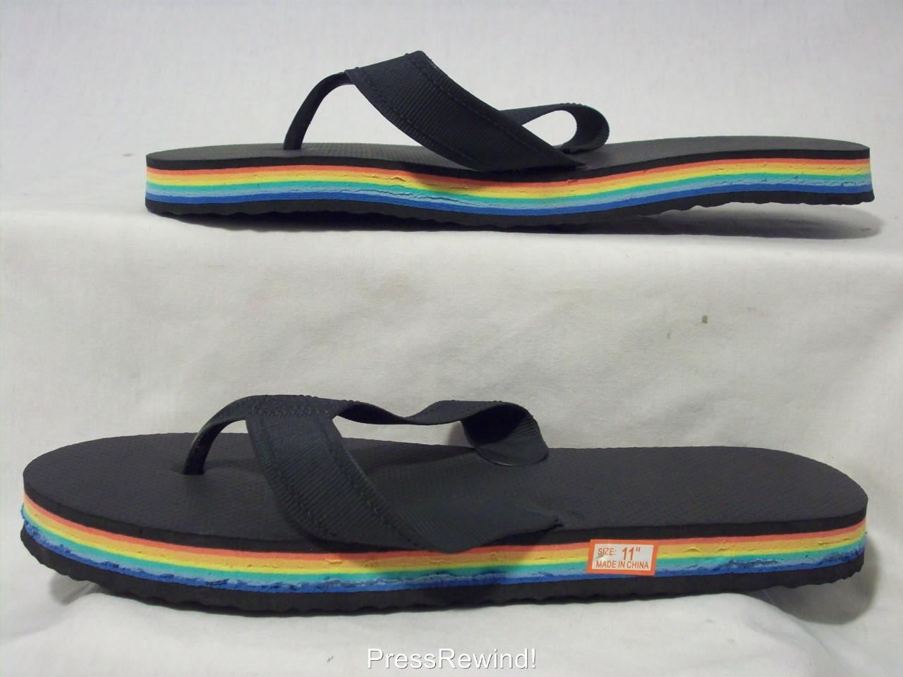 rainbow double sole flip flops