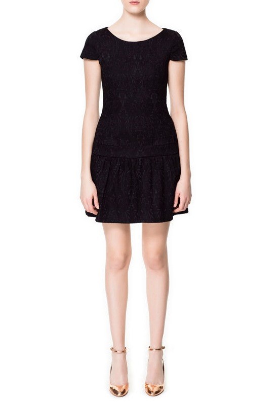 ZARA-Black-Brocade-Jacquard-Evening-Cocktail-Party-Dress-Sizes-M-L ...