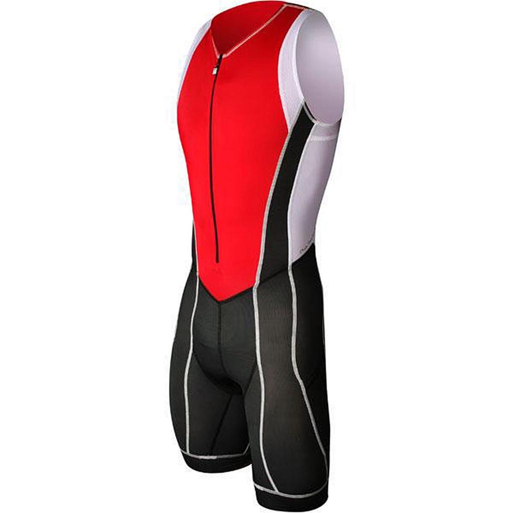 Astek Mens Red White Triathlon Skin Tri Suit Swimming Running Cycling