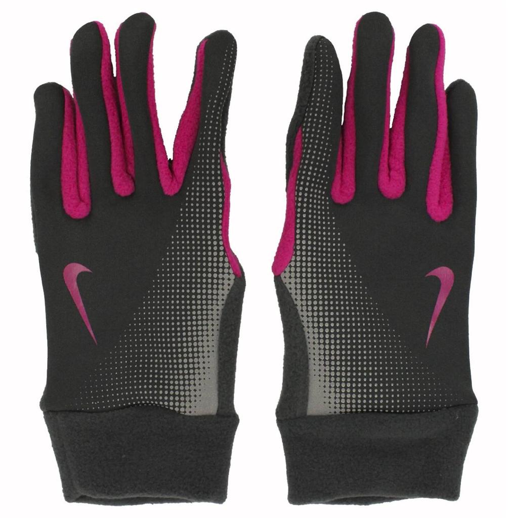 Womens Nike Thermal Running Gloves Fleece Lined Key Pocket Gray Pink