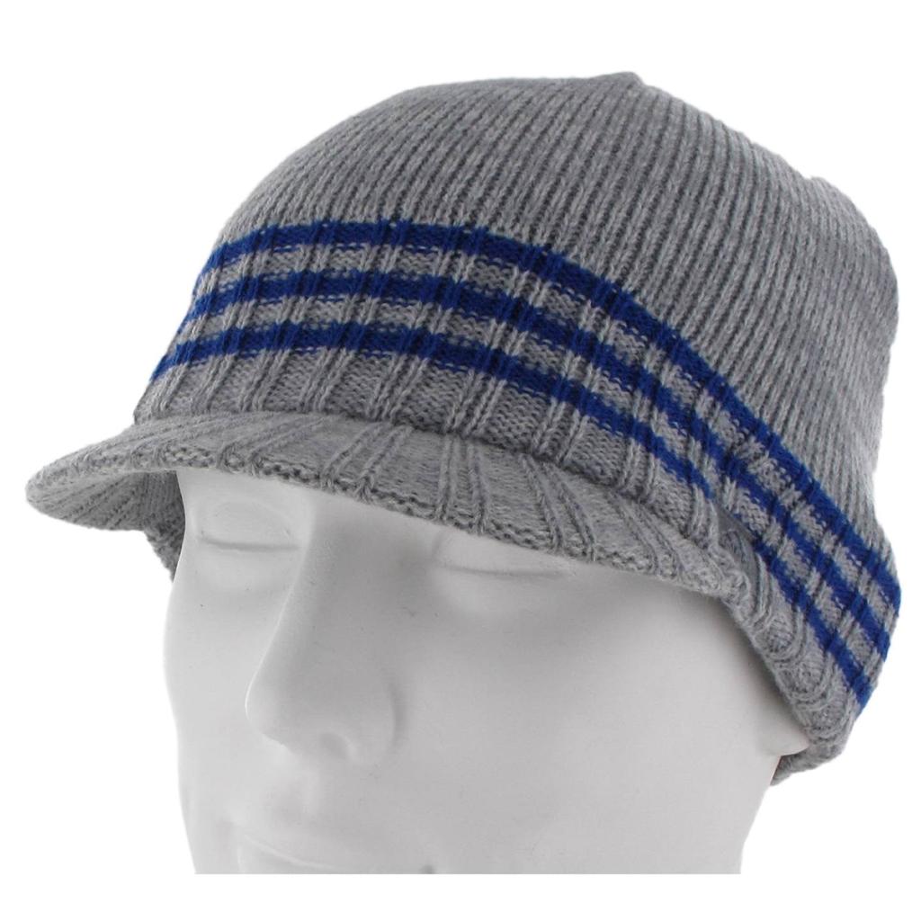 Mens Adidas Regent Brimmer Billed Beanie Gray Cap Lid Three Stripe