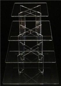 4 TIER SQUARE ACRYLIC CUPCAKE PARTY WEDDING CAKE STAND