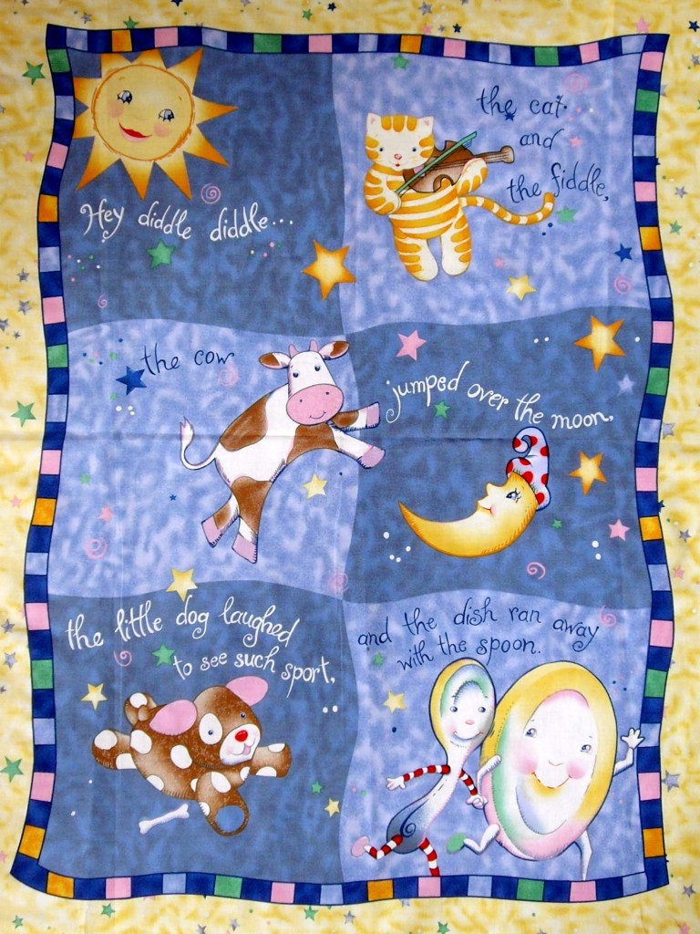 Hey Diddle Diddle Fabric Panel Baby Cot/Quilting/Sewing eBay