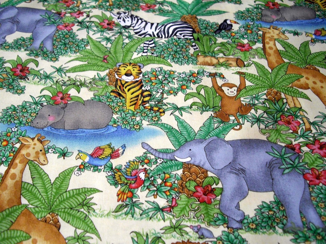 Jungle Animals Backing Fabric Quilting/Sewing/Baby/Kids