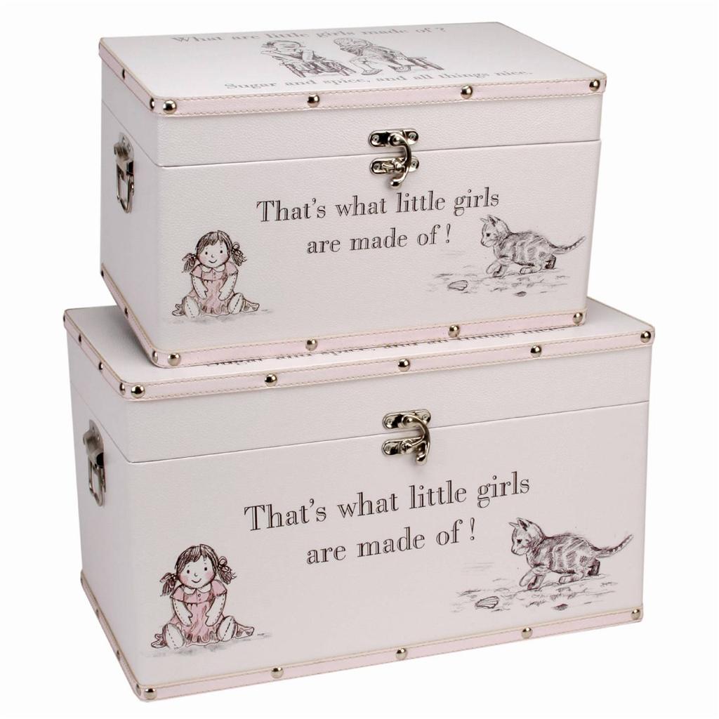 What are Little Girls Made of Two Large Storage Boxes keepsake baby