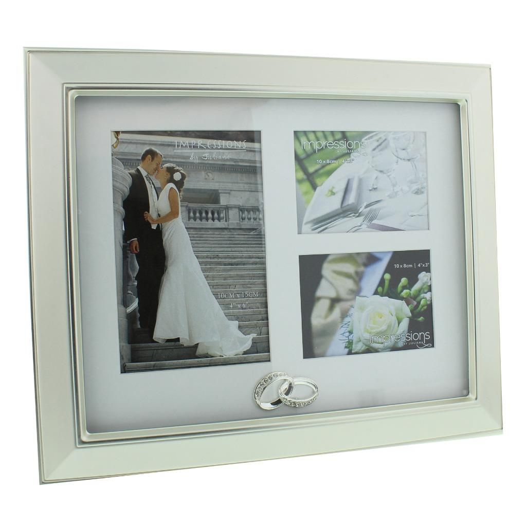 Silver Plated Wedding Multi Photo Frame Gift With Mount and Insets 6" x
