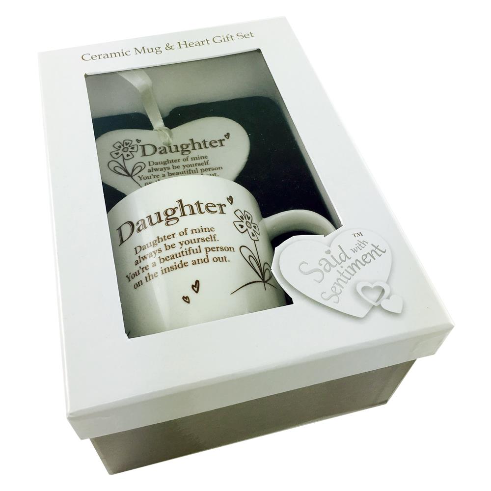 Special Daughter Beautiful Sentimental Mug and Hanging Heart Gift Set