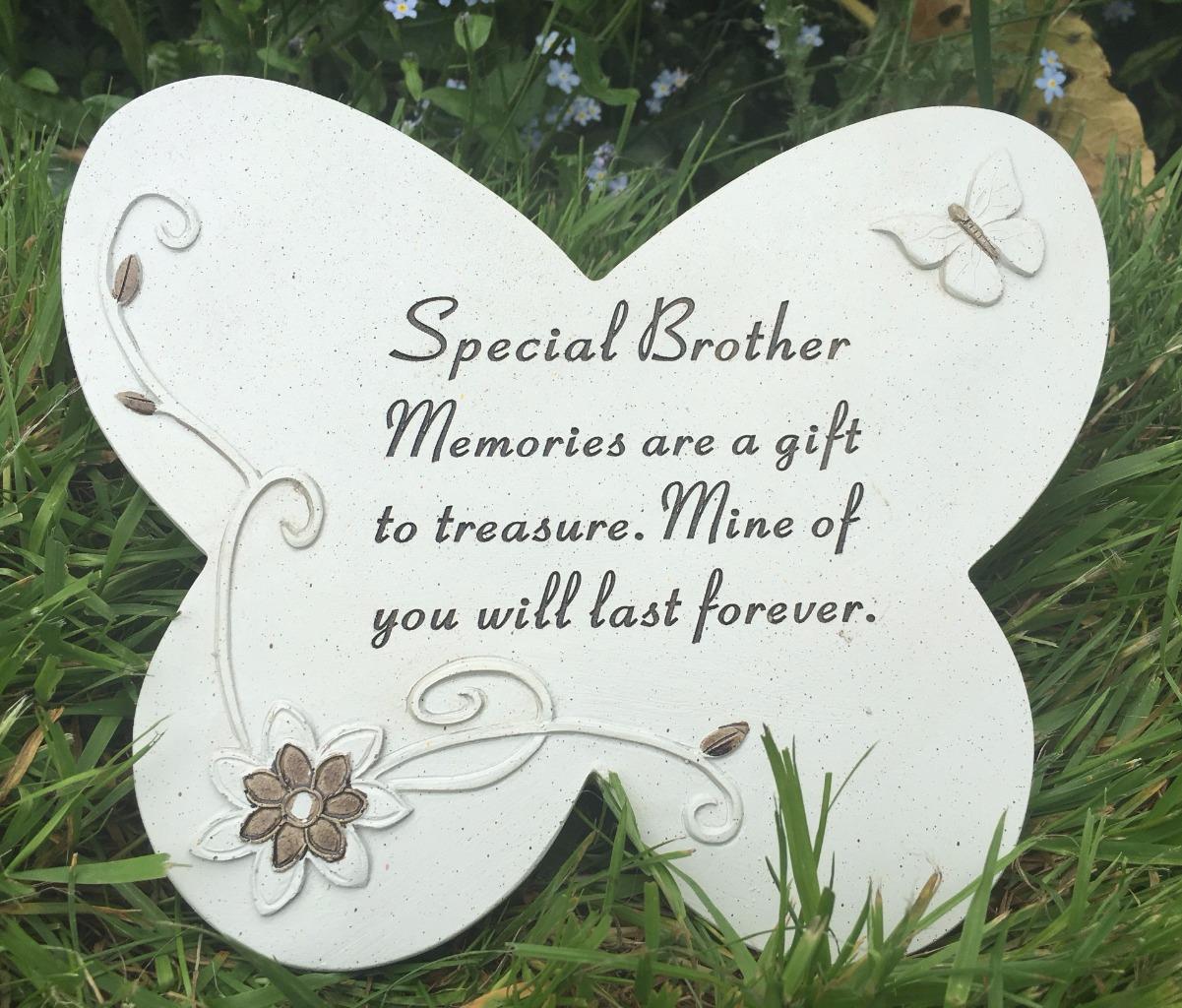 SPECIAL BROTHER Grave Memorial BUTTERFLY STONE Plaque Ornament Garden