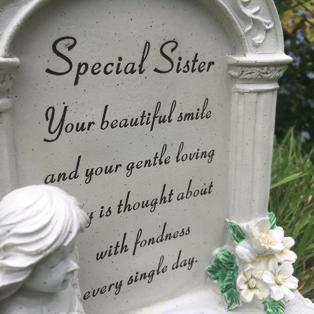 Special Sister Graveside Memorial Plaque Praying Angel Tea Light