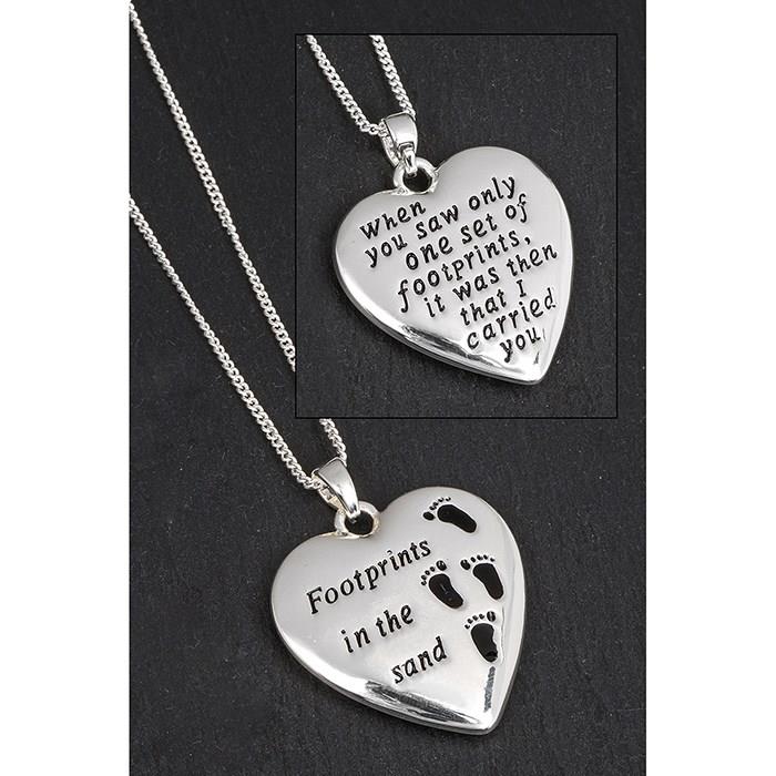 New Mum Silver Plated Footprints in the Sand Necklace Gift