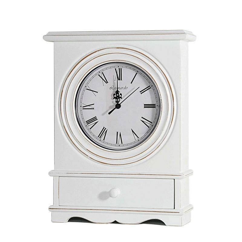 Large Shabby Chic French Vintage style White Table Clock With Drawer