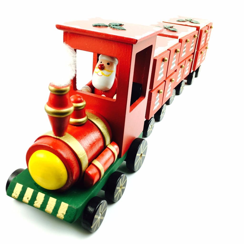Christmas Advent Calendar Wooden Santa Train with Drawers ZF248