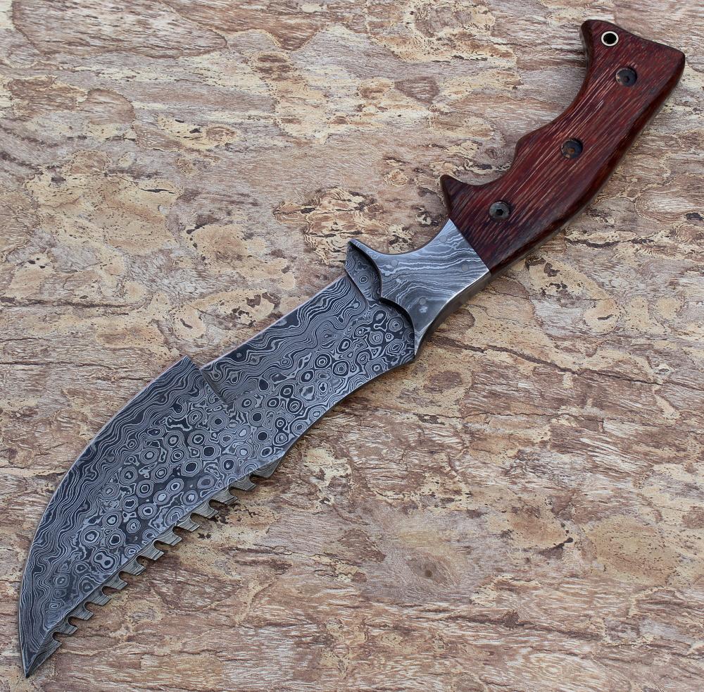 Damascus Knife Custom Handmade 13 INCHES OAK WOOD HANDLE TRACKER eBay